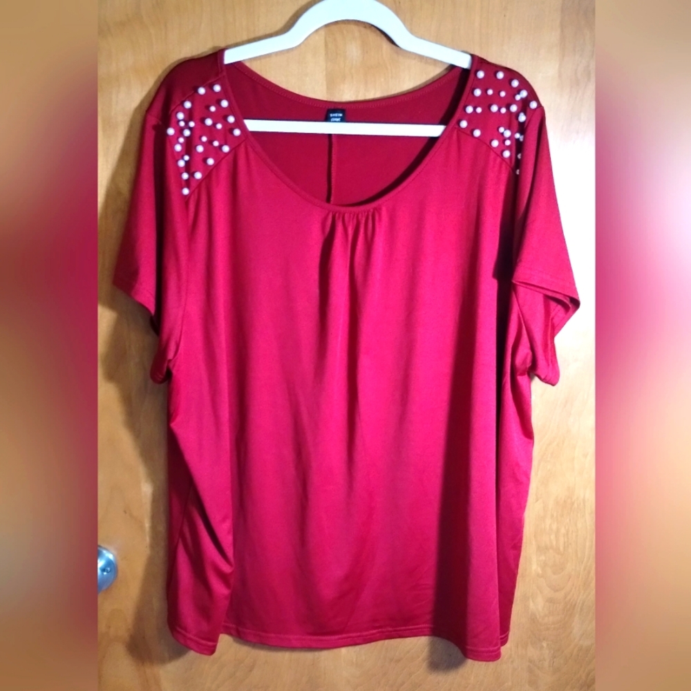 Plus Size Shein Curves Top With Pearl Accents